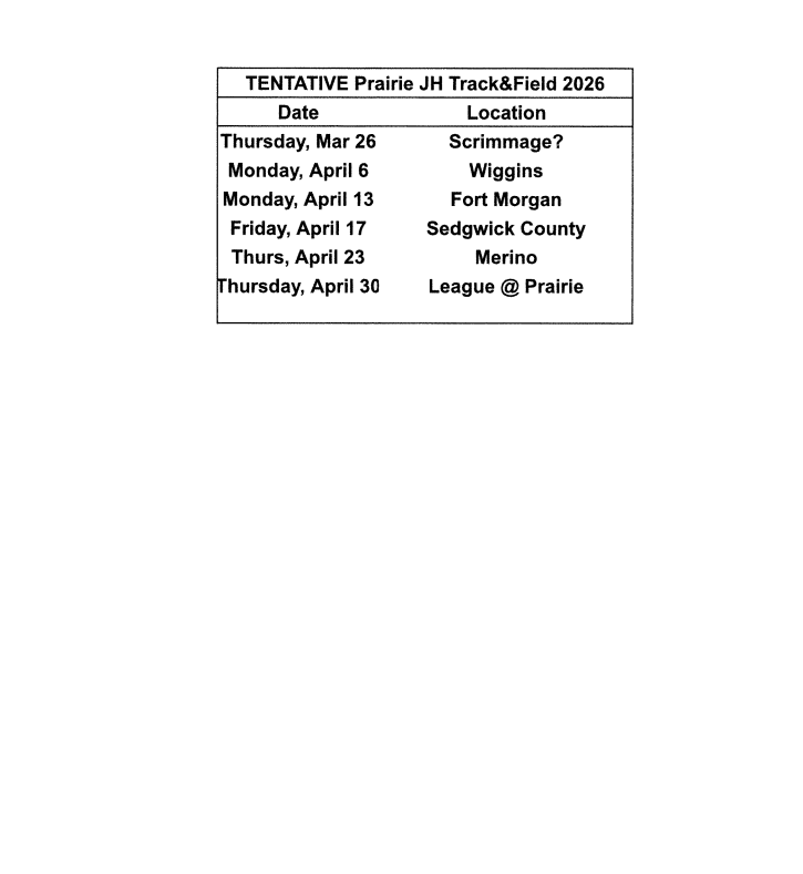 Spring Sports Schedules