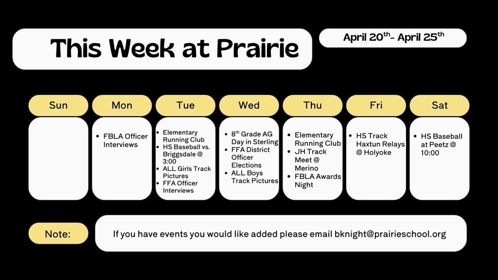 This week at Prairie