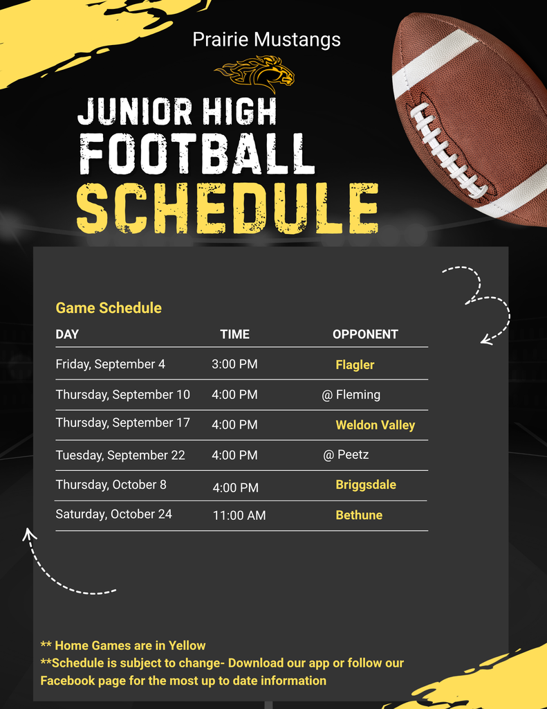 Junior High football schedule