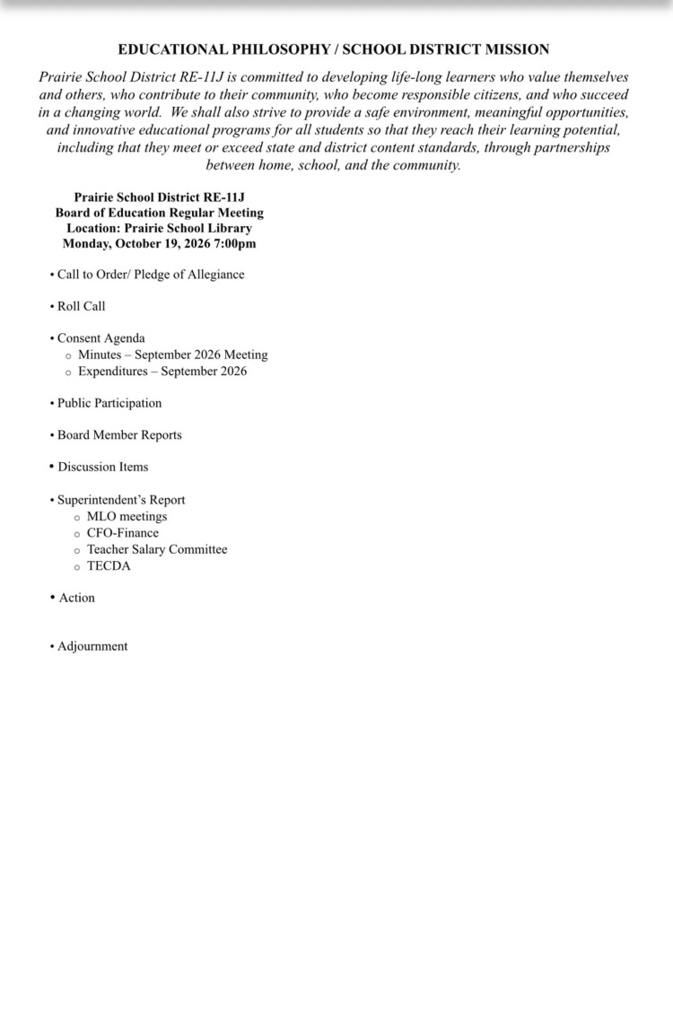 board agenda
