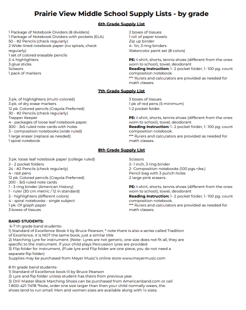 Supply Lists