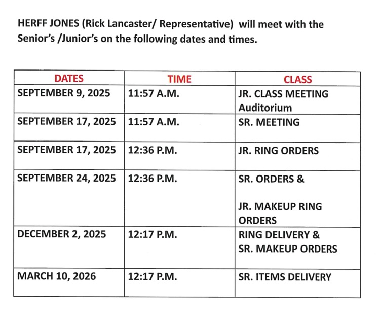 Important dates for Juniors & Seniors