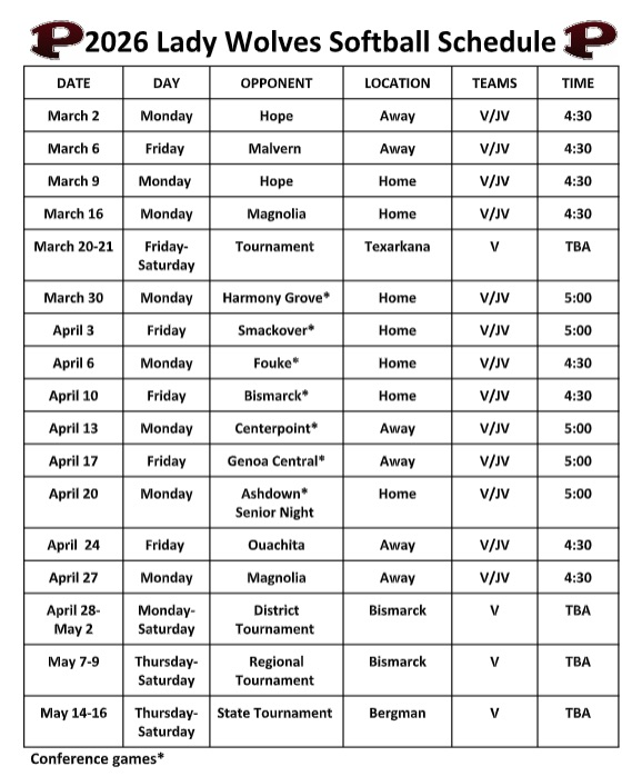 Softball Schedule 