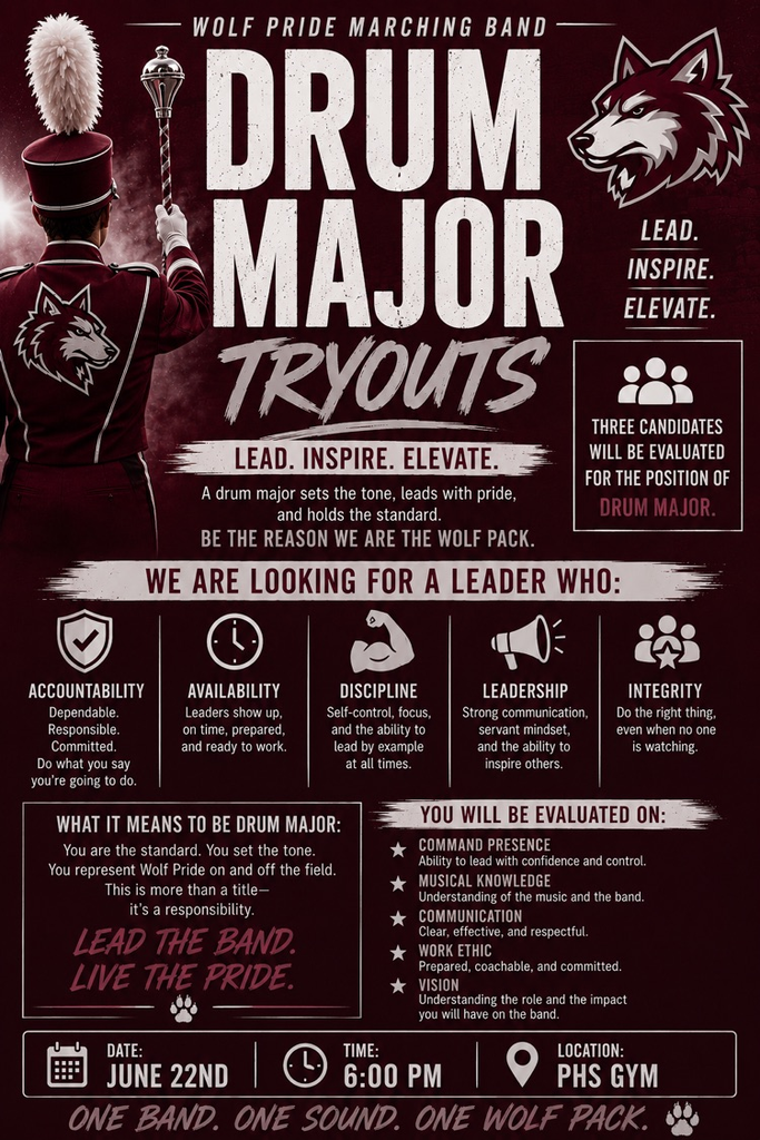 drum major tryout flyer