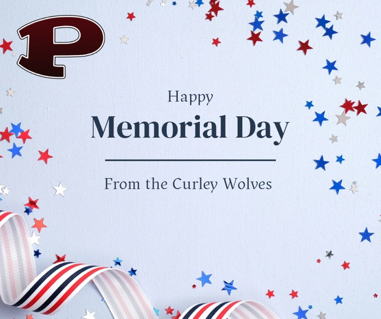 Happy Memorial Day graphic with stars and ribbon
