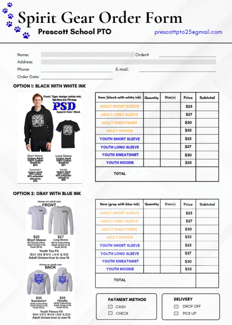 Spirit Gear Order Form