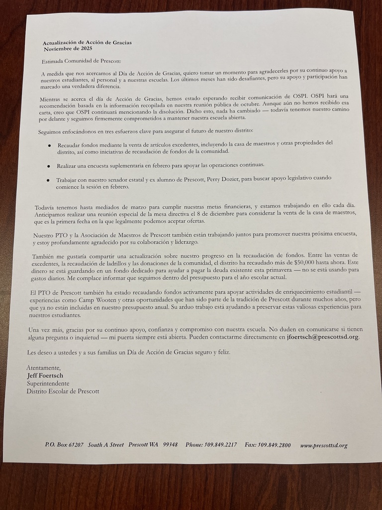 Thanksgiving Update in Spanish