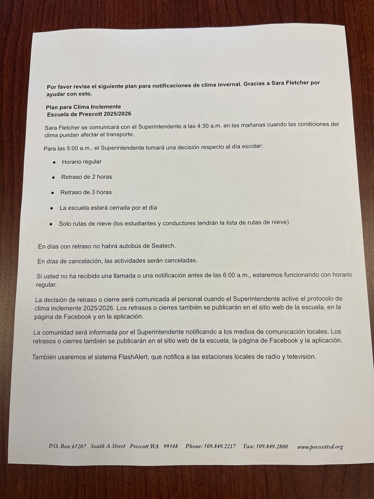 Weather Plan Spanish