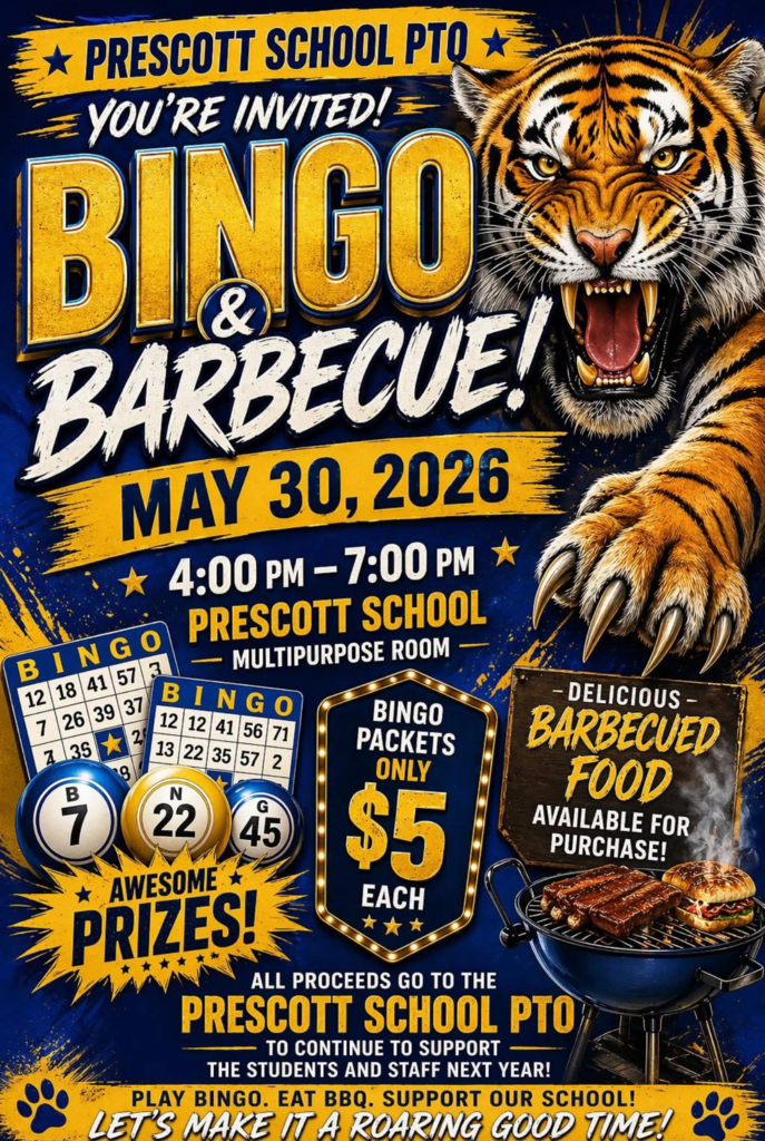 Prescott PTO Bingo & Barbecue Event, May 30, 4-7pm