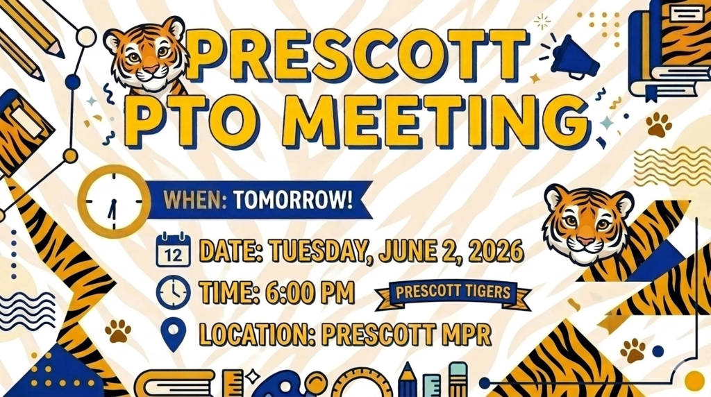 PTO Meeting tomorrow, June 2nd. 6:00 pm in the MPR.