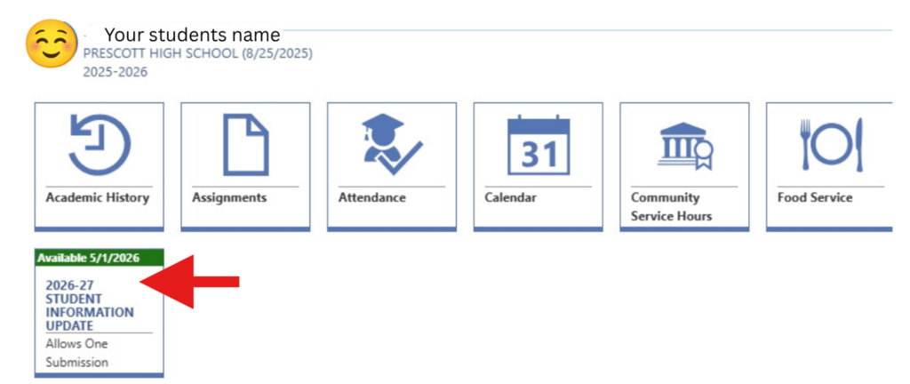 2026-27 STUDENT INFORMATION UPDATE TILE