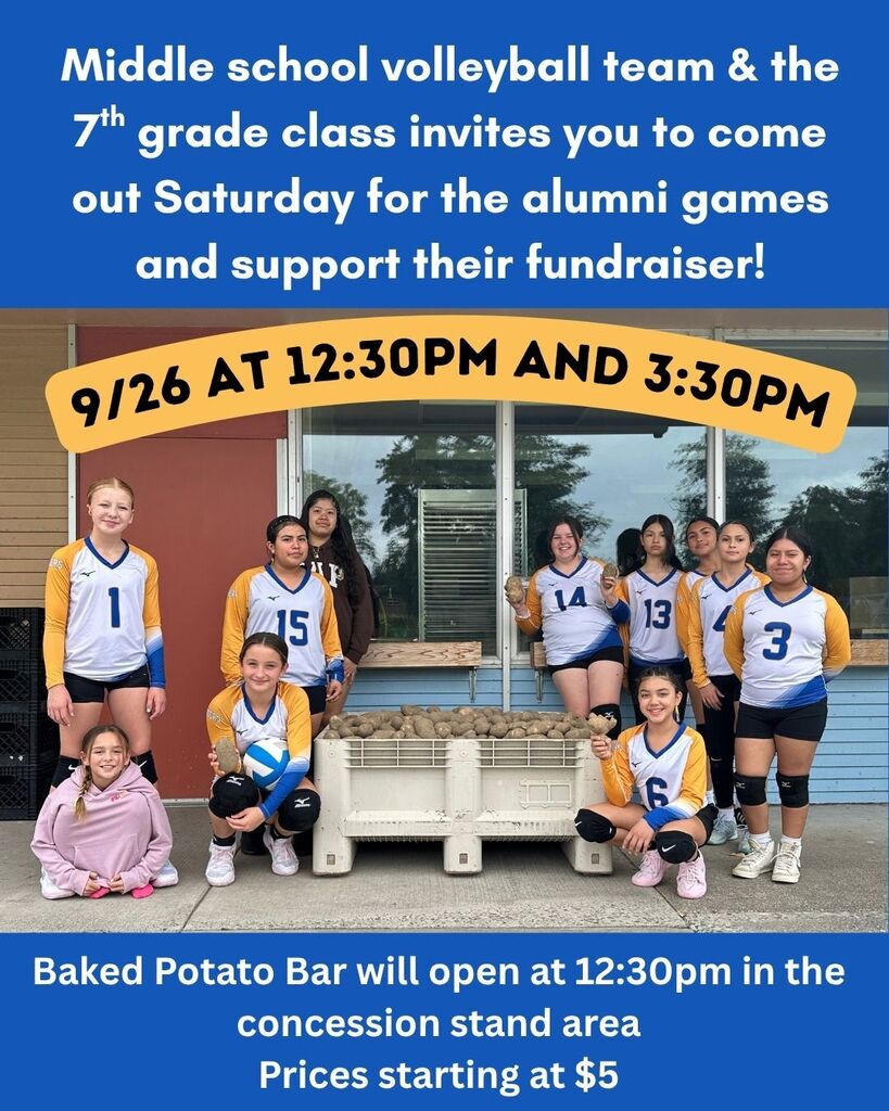 Middle School Girls pose with the potatoes that they will sell on Saturday