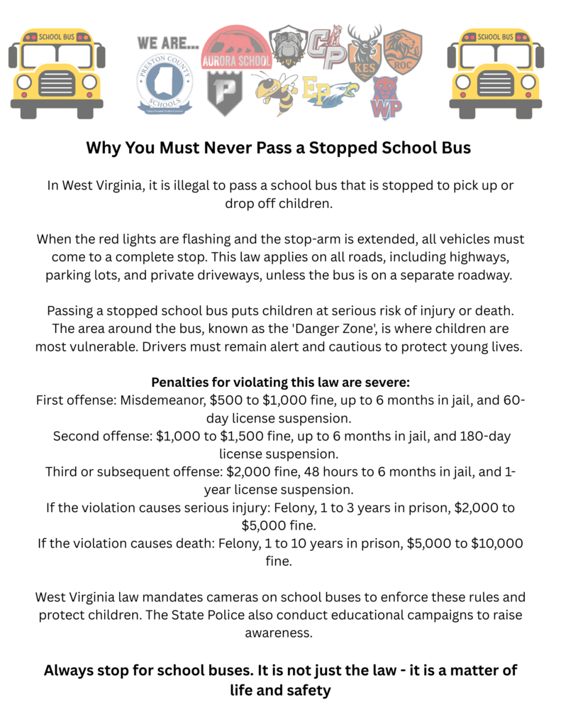 informational flyer about passing school buses