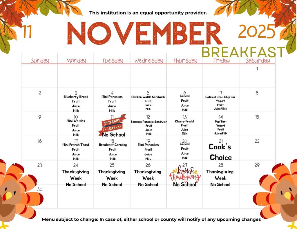 november menus