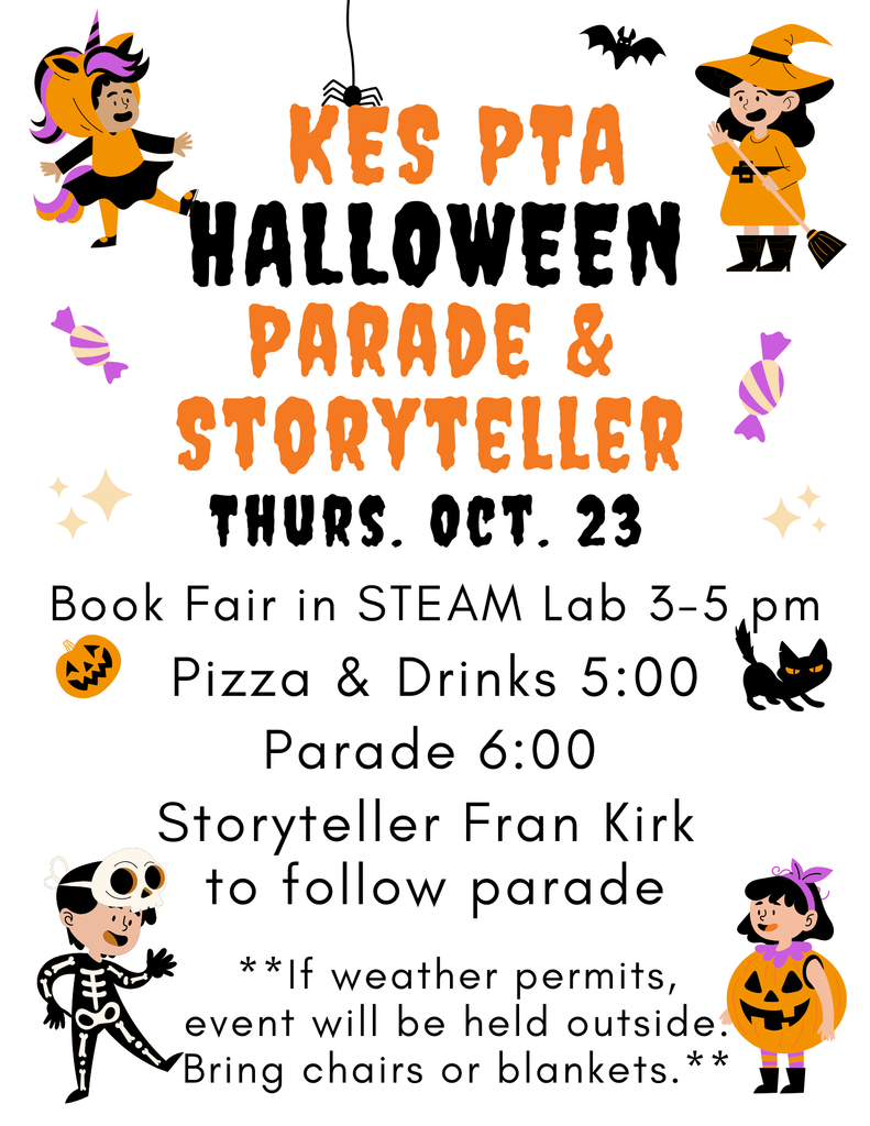 KES PTA Halloween Parade and Storyteller event to be held on Thursday evening, October 23rd!