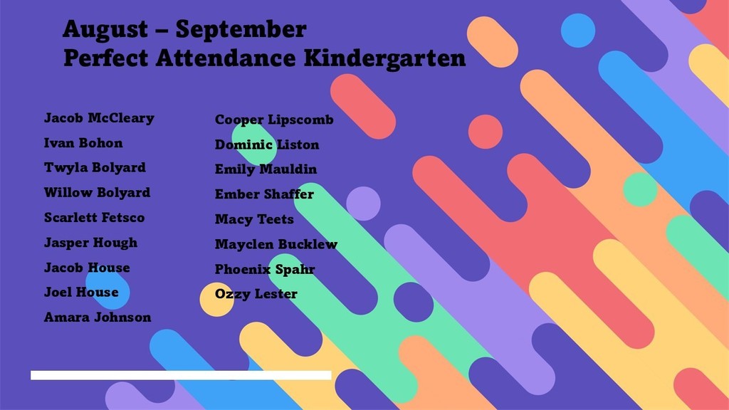 KES celebrates 133 students in grades PreK through 4 who achieved perfect attendance in August and September!