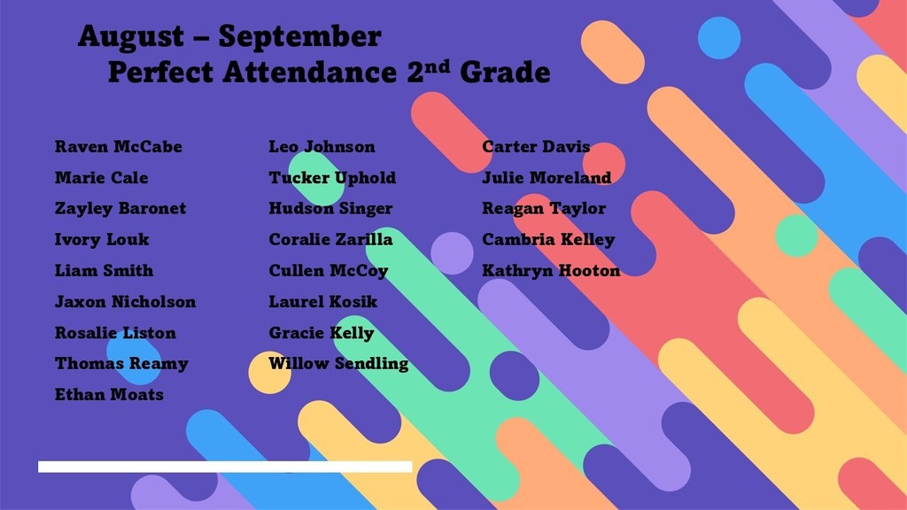 KES celebrates 133 students in grades PreK through 4 who achieved perfect attendance in August and September!