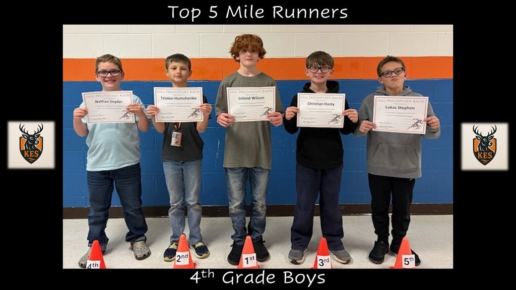 KES celebrates the Top 5 boys and girls runners from 3rd and 4th grade