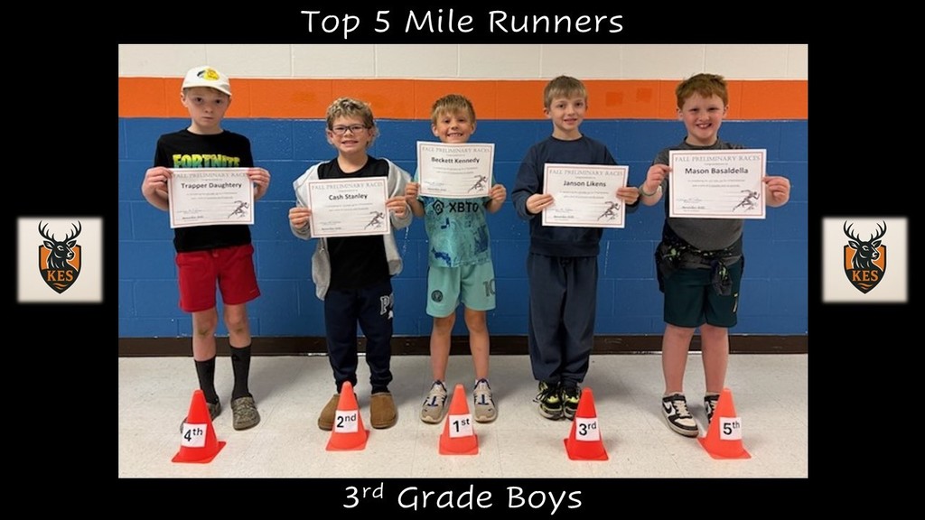 KES celebrates the Top 5 boys and girls runners from 3rd and 4th grade