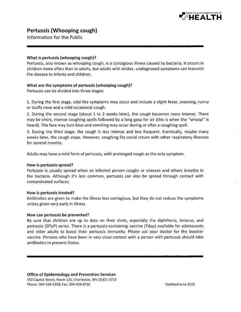 whooping cough informational poster