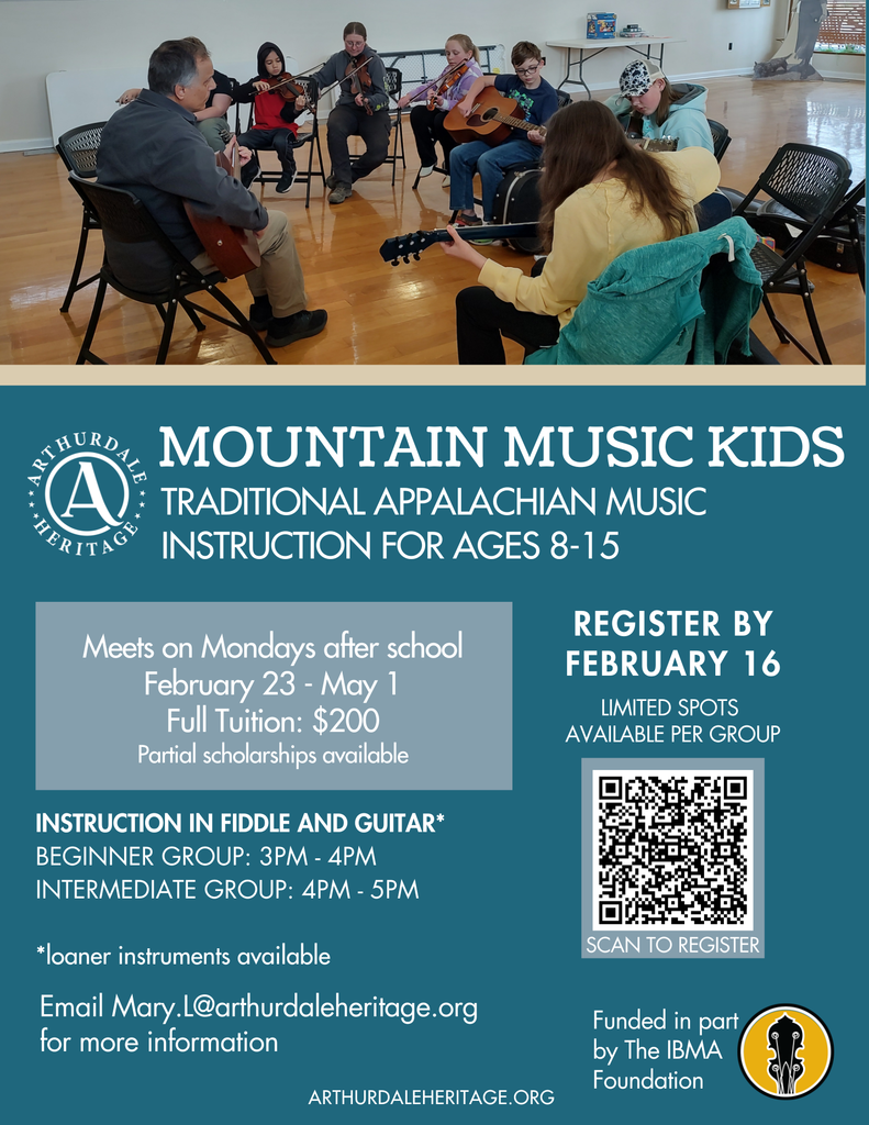 Mountain Music Kids information sheet with sign ups before February 16. 