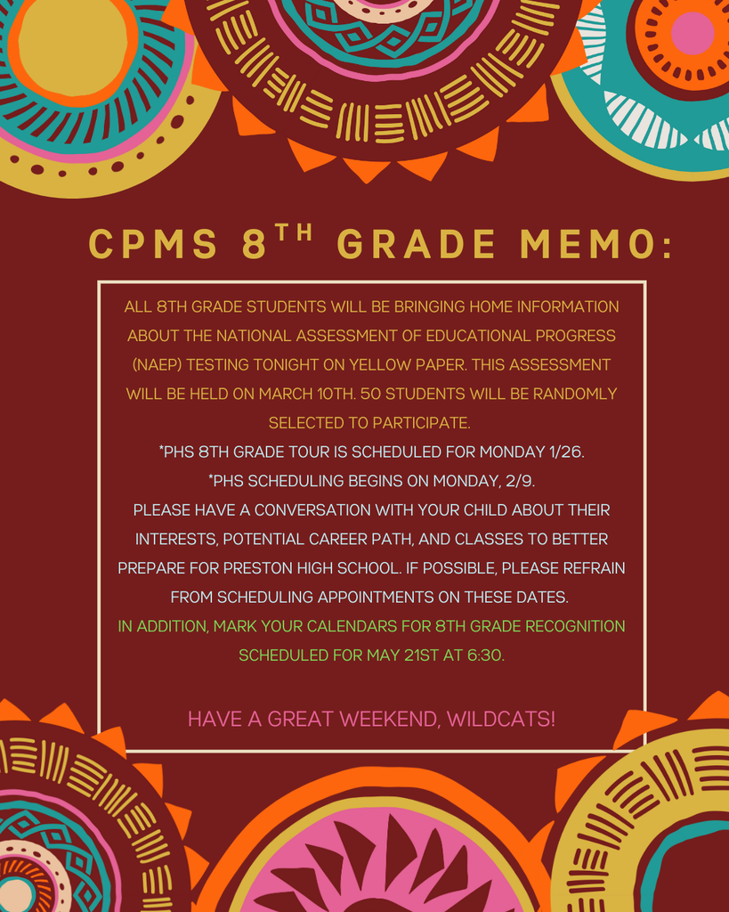 8th grade memo 1-23-26