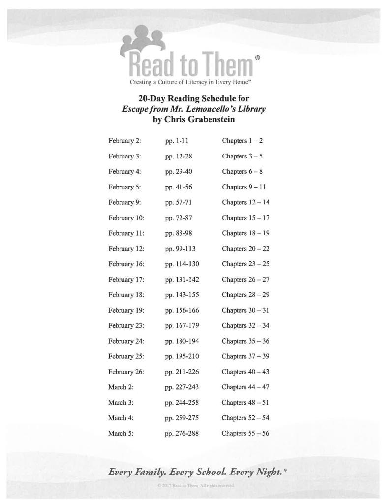 Reading Schedule 