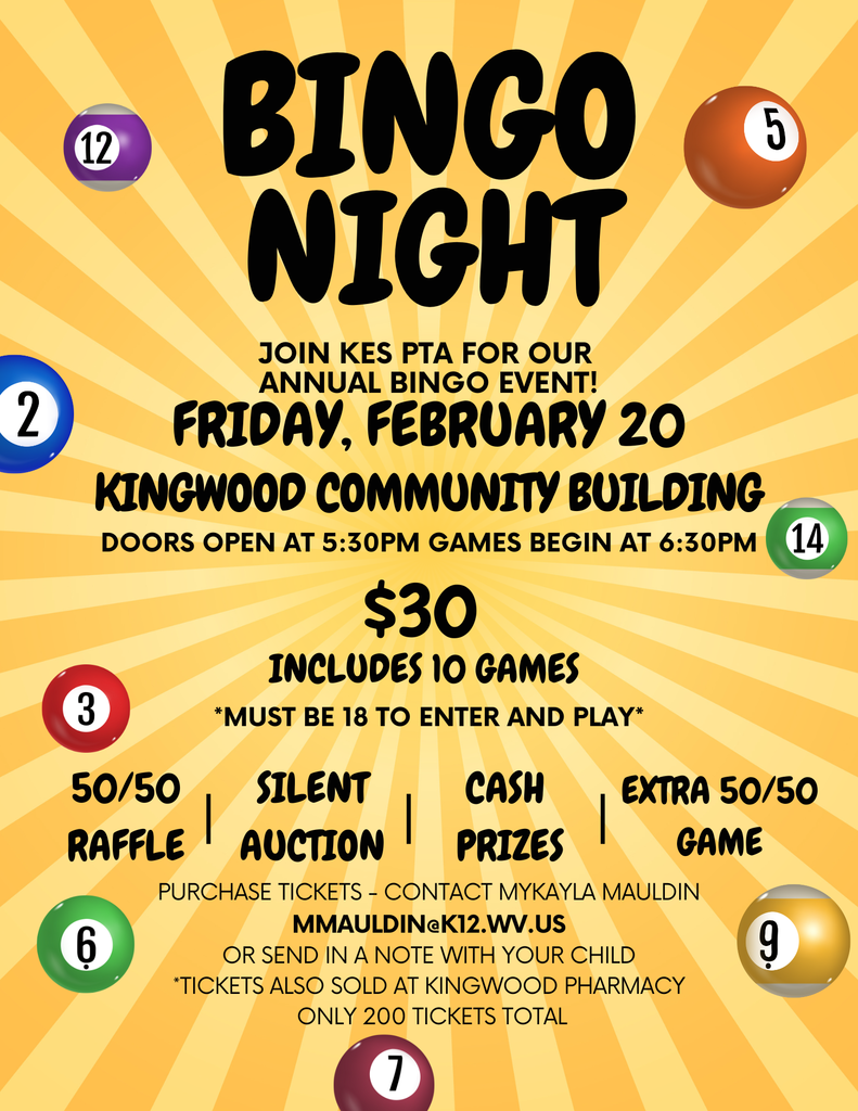 KES PTA hosts BINGO tonight at Kingwood Community Building