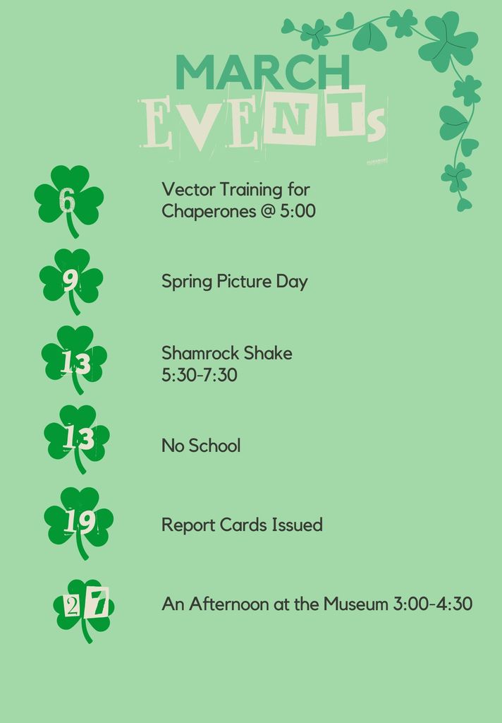 March Calendar of Events