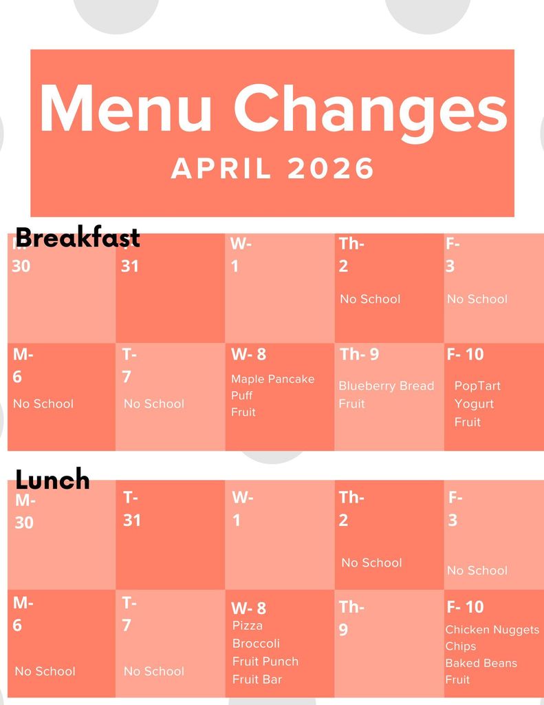 menu changes