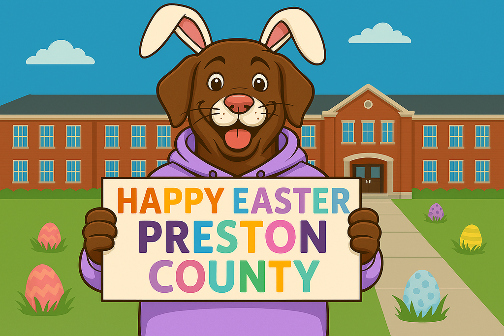 animated chocolate lab dressed as an easter bunny