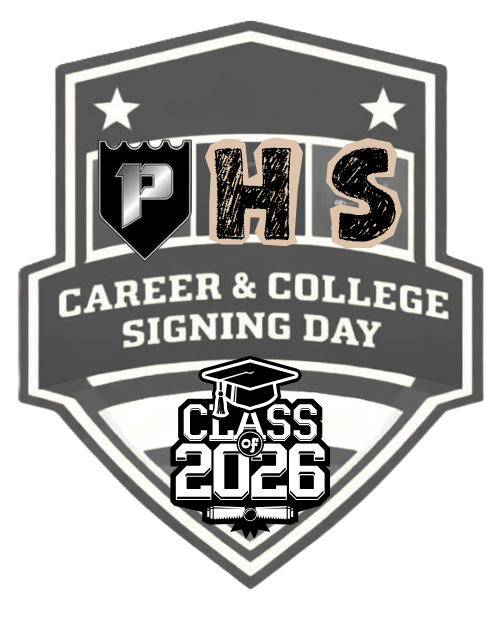 students pose for college signing day