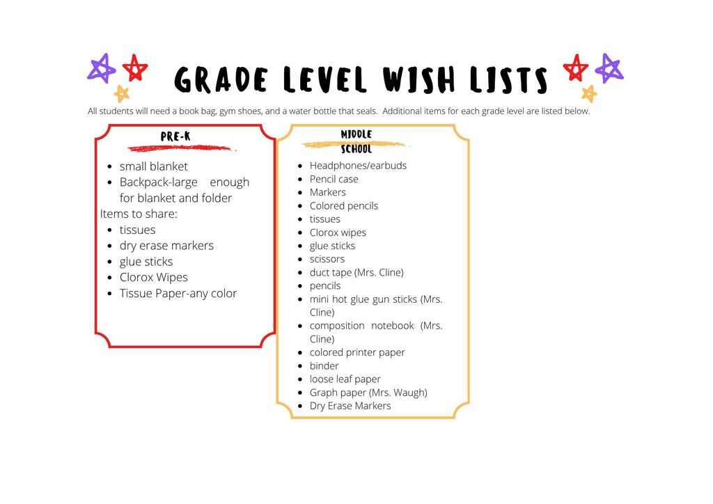 Supply list