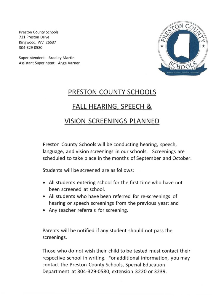 vision screenings info sheet