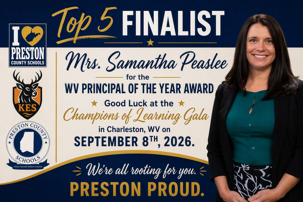 image of a brunette woman in a teal top that is advertising her being a top 5 principal of the year finalist