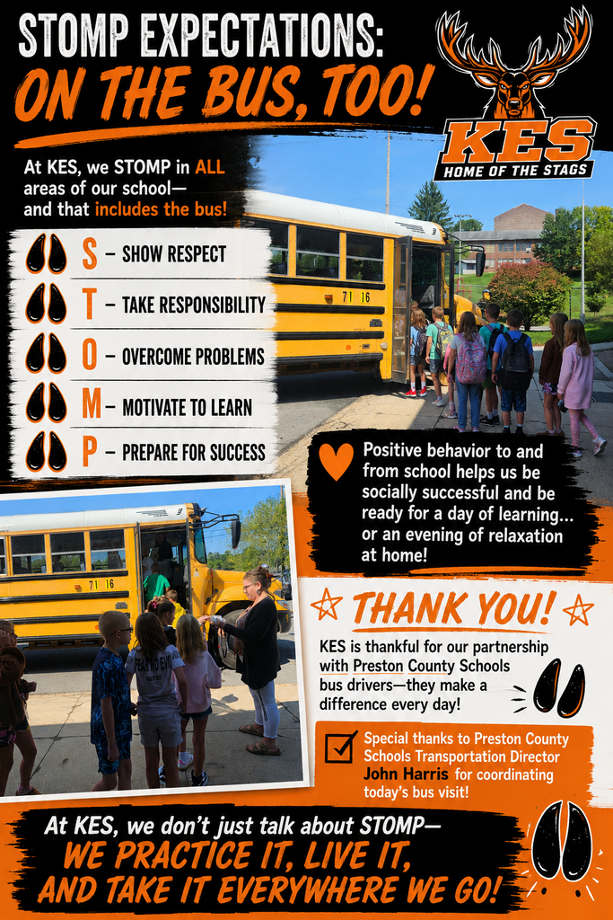 At KES, our STOMP expectations go EVERYWHERE our students go—including the school bus!