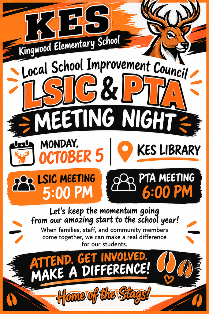 KES LSIC and PTA will meet Monday, October 5th, beginning at 5PM in the library. 