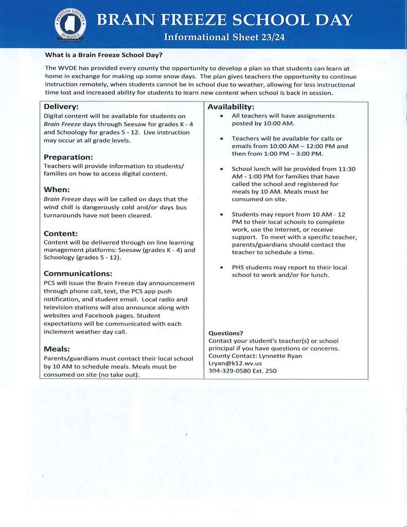 2023-24 Brain Freeze Protocols