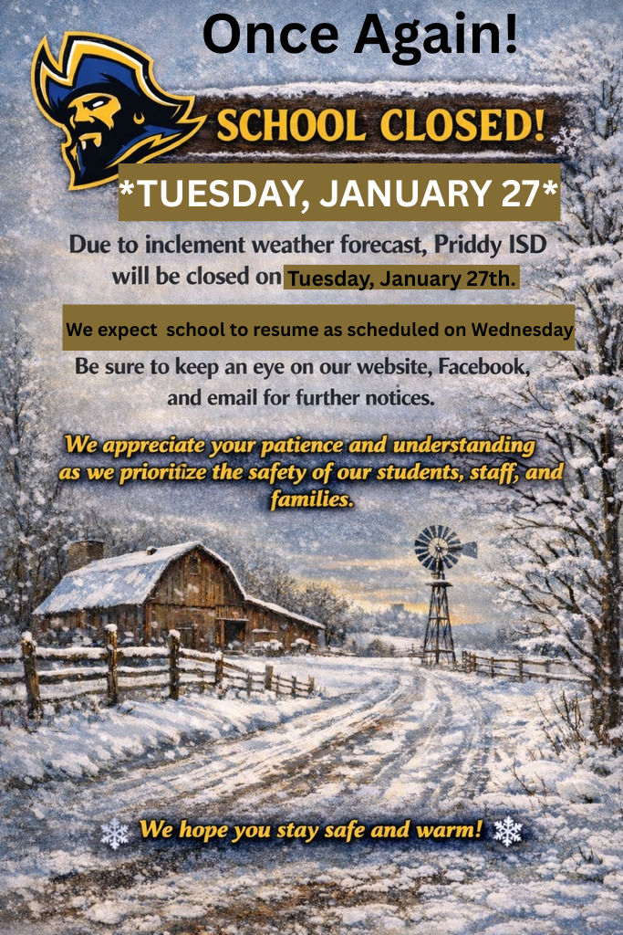 School Closing Tuesday Jan 27