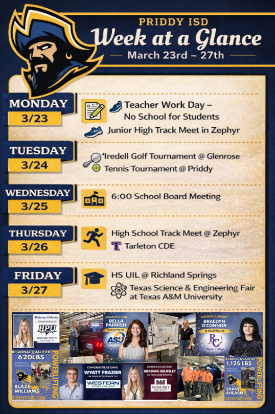Week at a glance 3.23-3.27