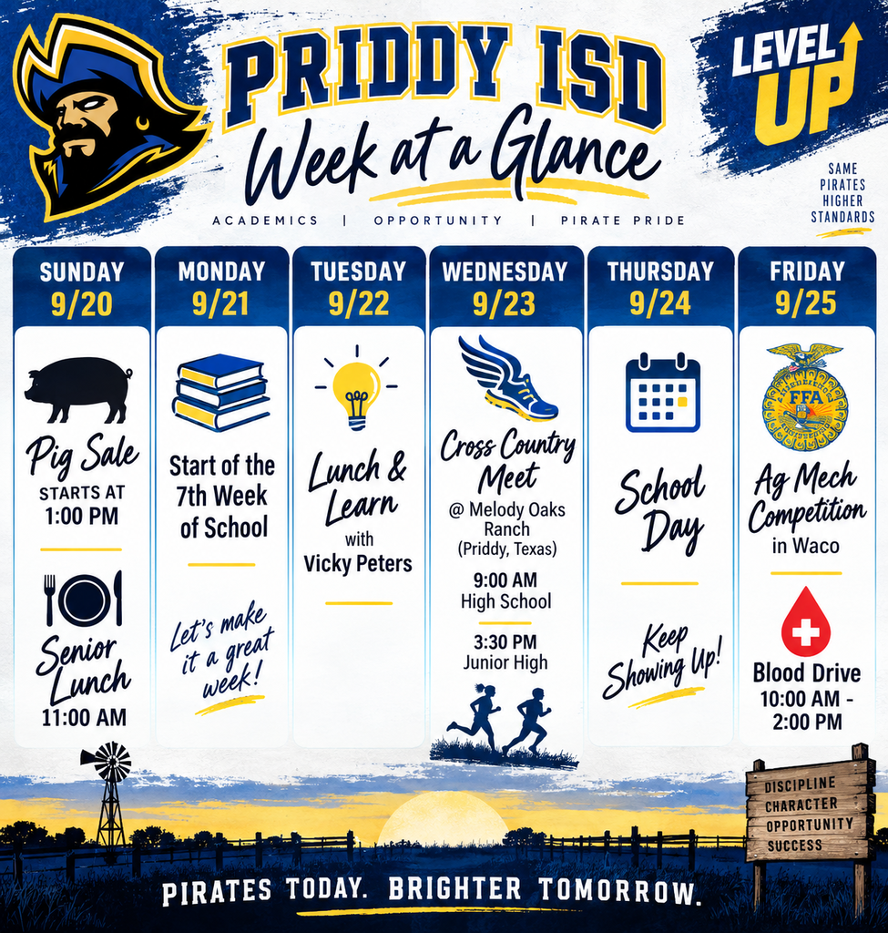 🏴‍☠️ Priddy ISD — Week at a Glance!