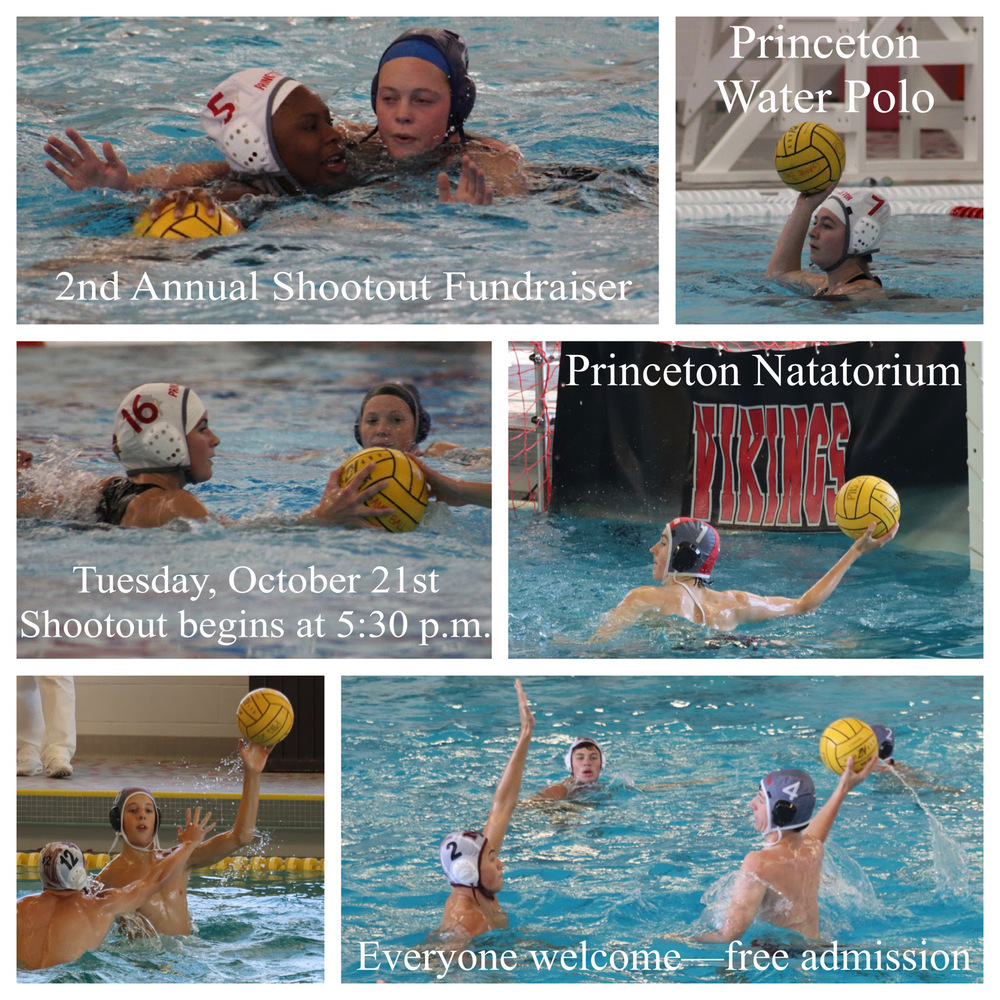 Princeton Vikings Water Polo Shootout Fundraiser information with six photos of waterpolo