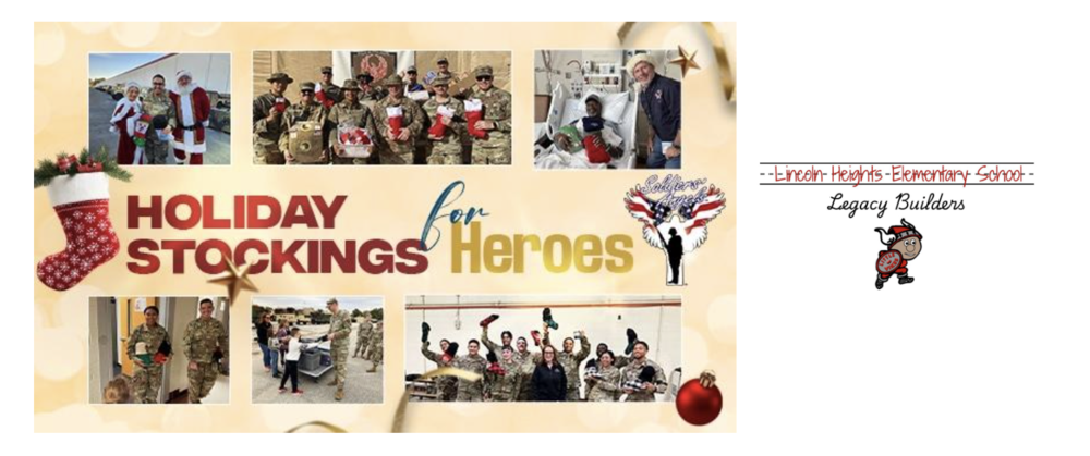 Holiday Stockings for Heroes with photos of soldiers holding holiday stockings 