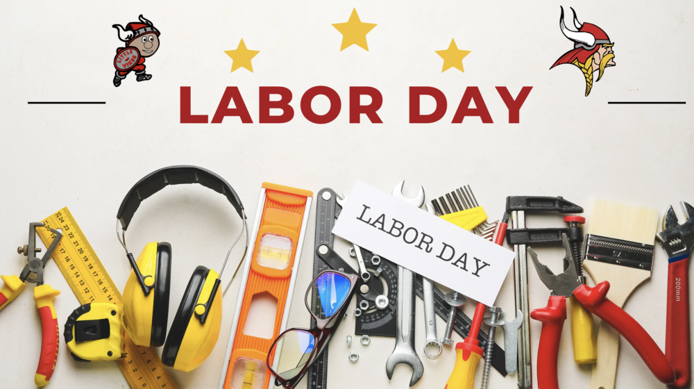 Labor Day Graphic with logos and tools