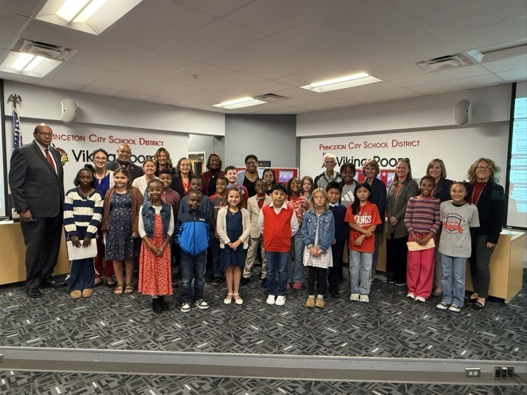 Board members, Springdale students and staff honoring veterans at the November 3rd Board Meeting.