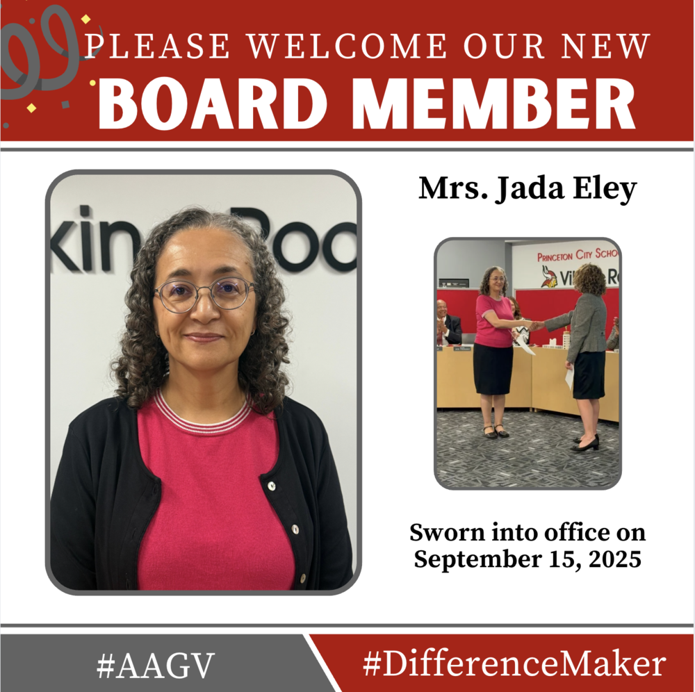 Mrs. Jada Eley - graphic of her being sworn in and her headshot