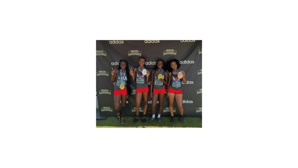 Track team with medals
