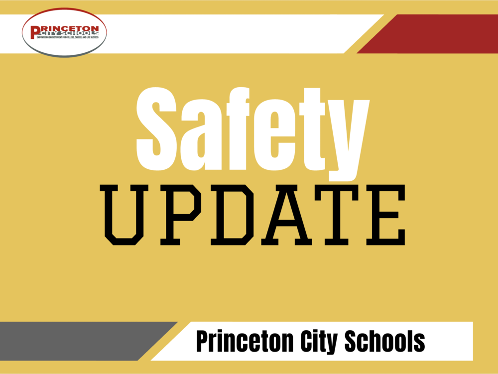 Safety Graphic with Yellow Background and PCSD oval logo in top left corner