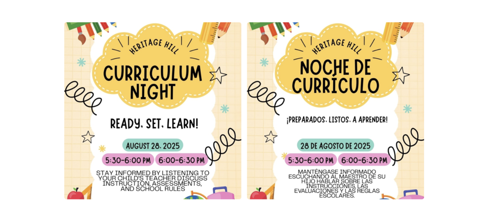 Curriculum Night / Noche de Curriculo