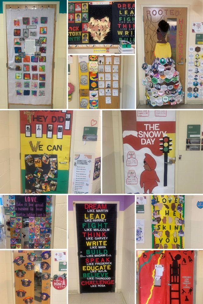 #EV collage of doors decorated for Black History Month